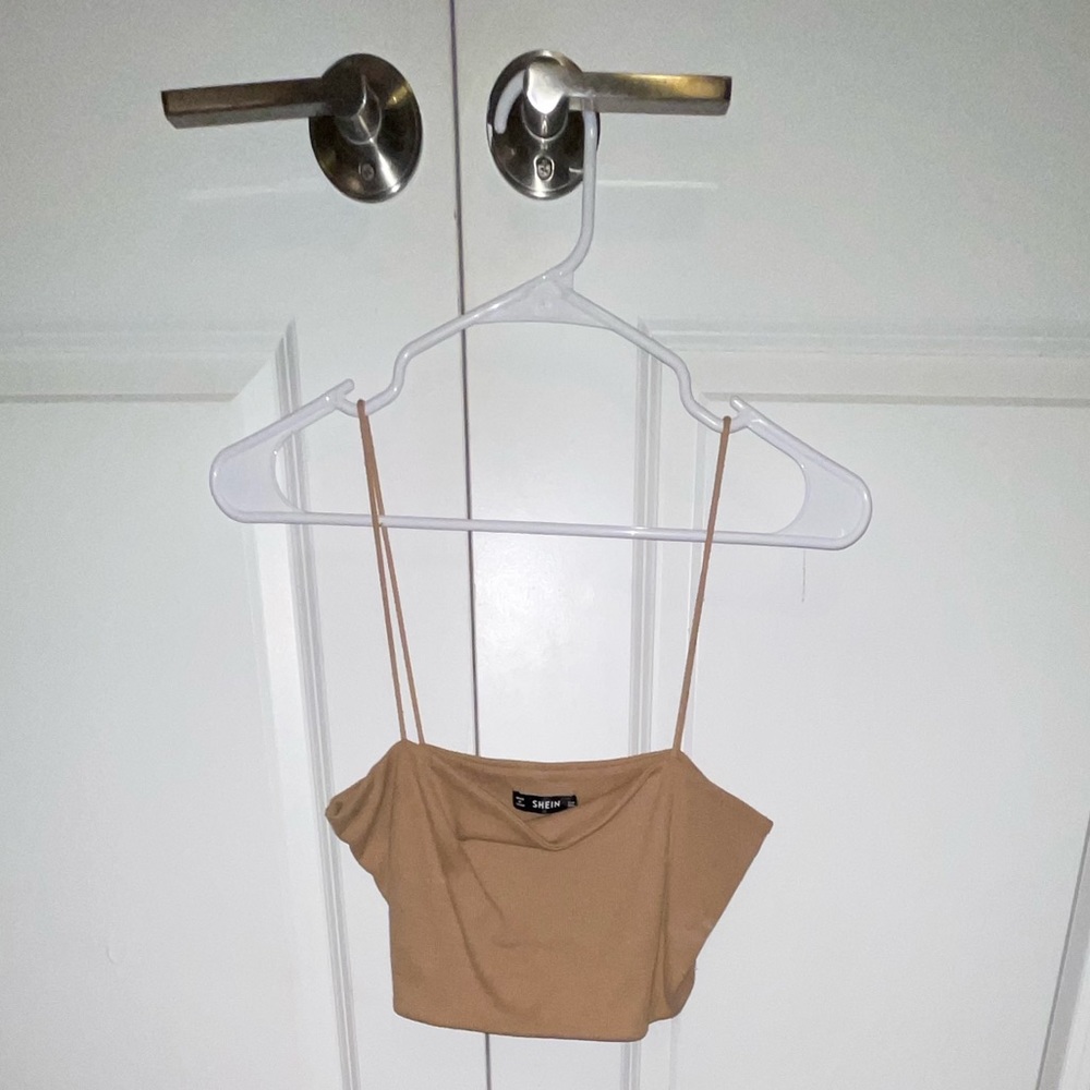 SHEIN TAN CAMI CROP TOP